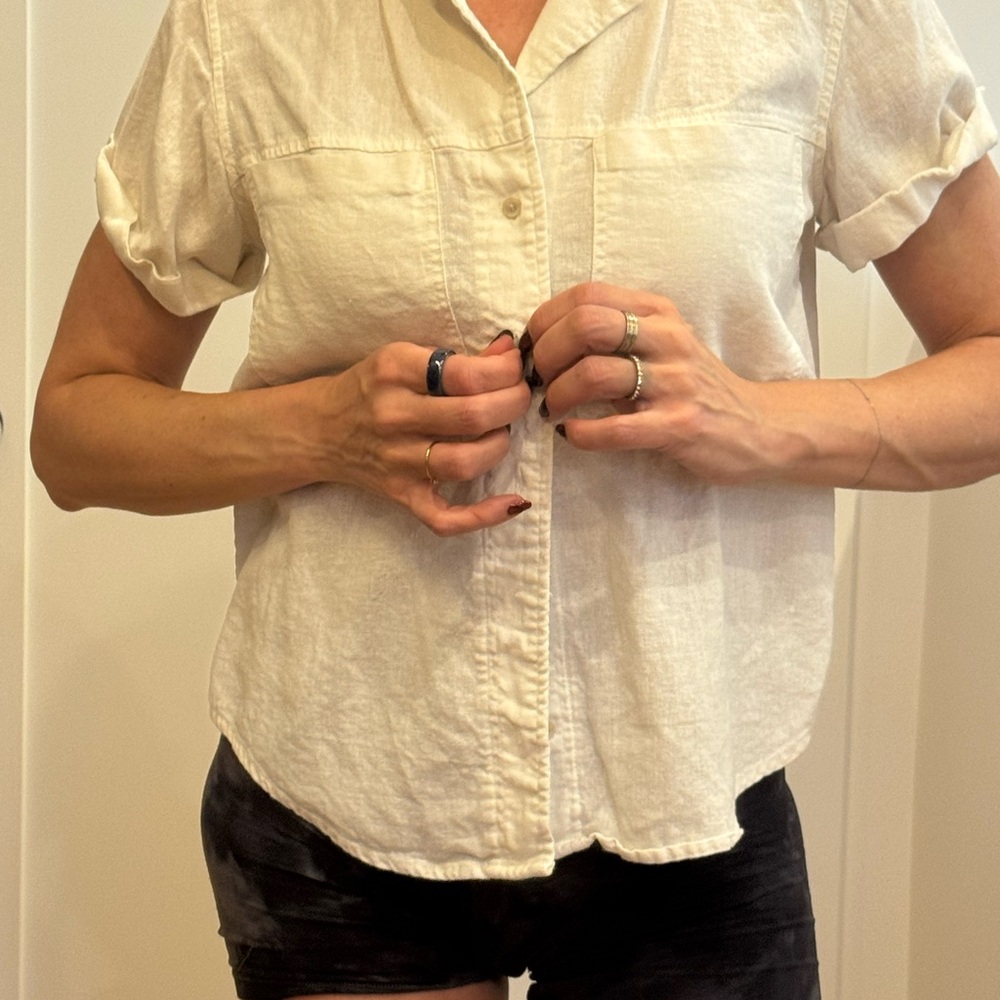 Women's Cream Button-Up Shirt linen
